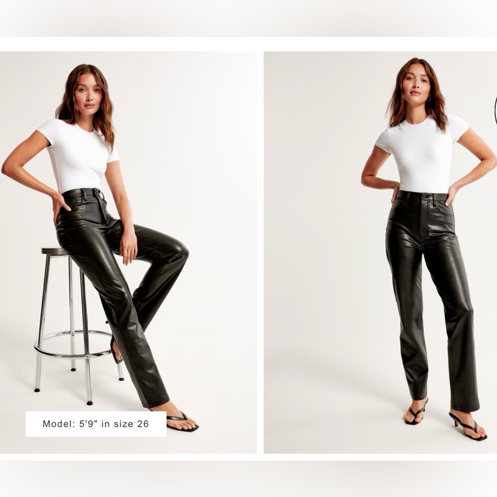 Abercrombie 90s Straight Ultra High Rise Leather Pants Size 28